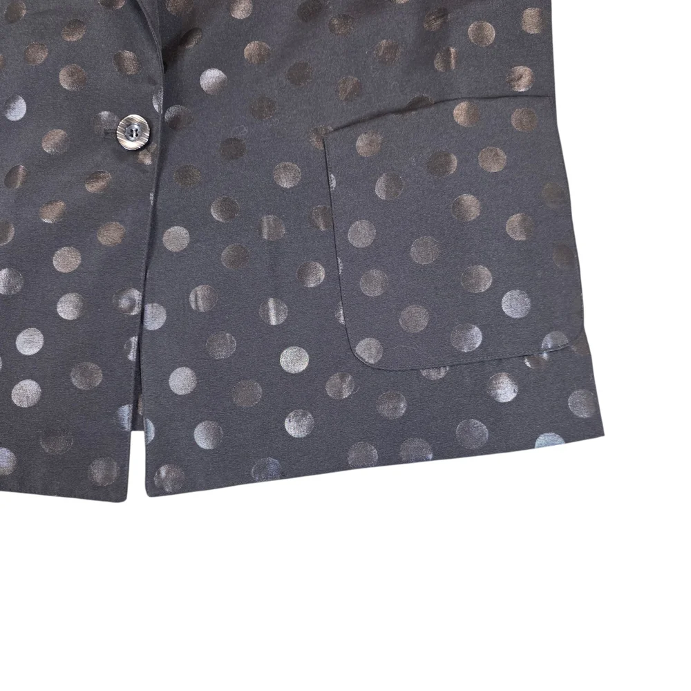 VINTAGE LAWRENCE 90s Polka Dot Blazer | L | Black | Retro Tailored Jacket - Picture 7 of 14
